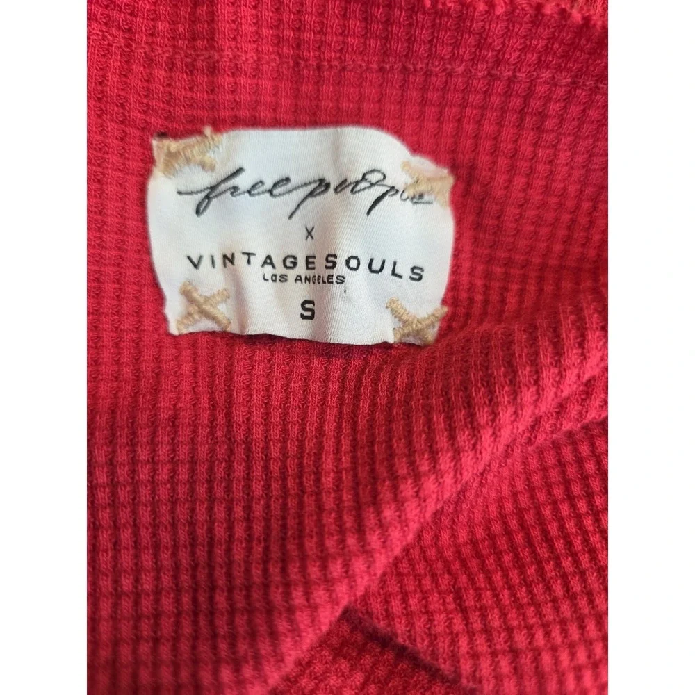 Free People X Vintage Souls Thermal Maxi Dress S Red Eagle Print